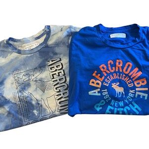 Abercrombie Kids Bundle Two Graphic Tees Blue Moose Unisex Boys Size 15-16 GUC
